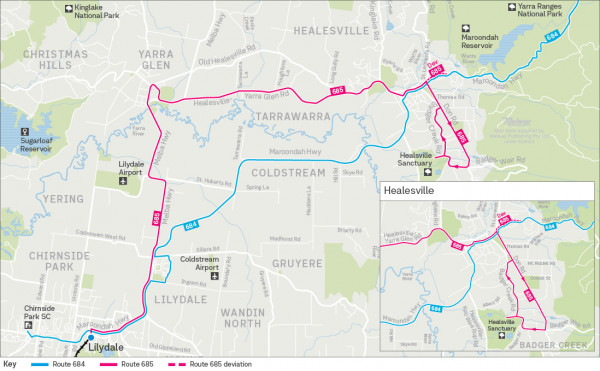 Yarra Valley bus network map - proposed