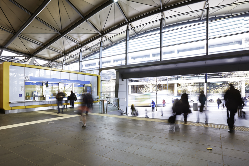 Southern Cross Station concourse with ticket window