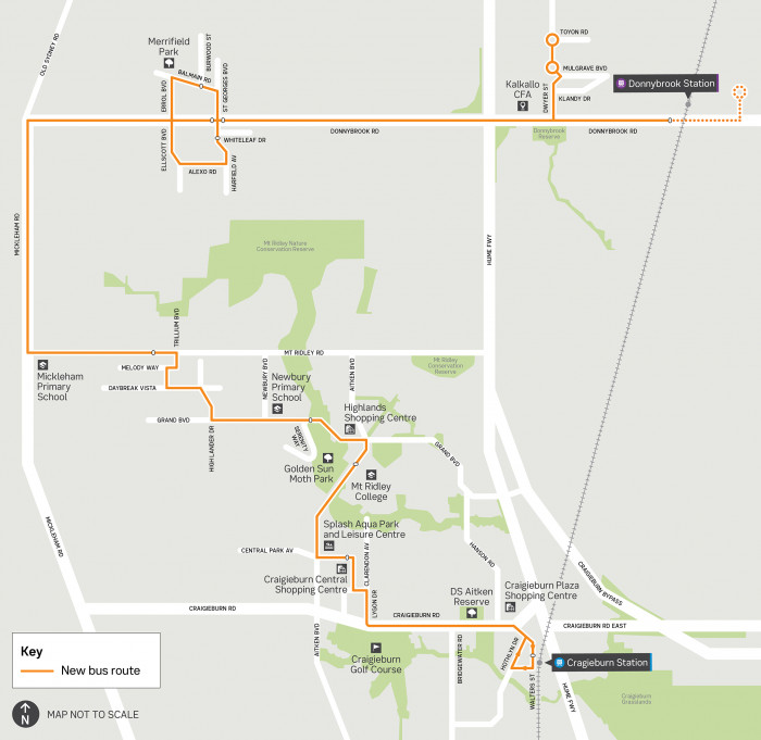 Route map for the 525 bus service