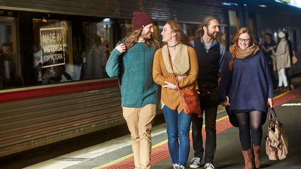 Passengers on regional train platform