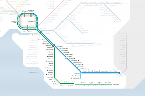 Cranbourne, Pakenham and Frankston train map