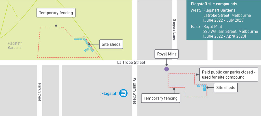 Flagstaff Station works site establishment map