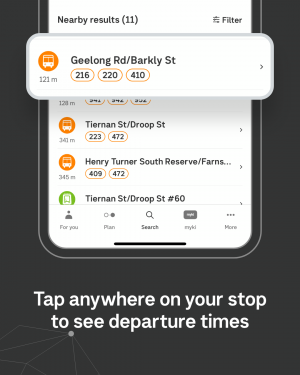 Tap anywhere on your stop to see departure times