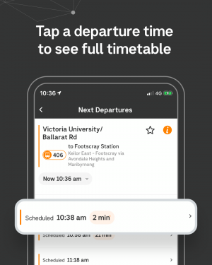 Tap a departure time to see full stop timetable