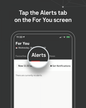Tap the Alerts tab in the For you menu screen