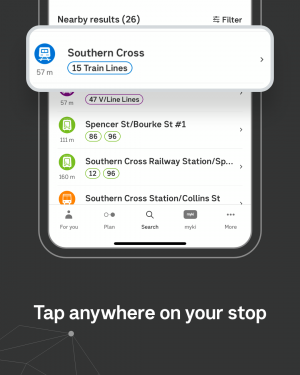 Under Nearby results tap on the your stop/station