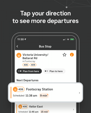 Tap the service for the route you wish to catch to see more departures from that stop