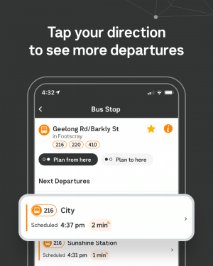 Tap your direction to see more departures