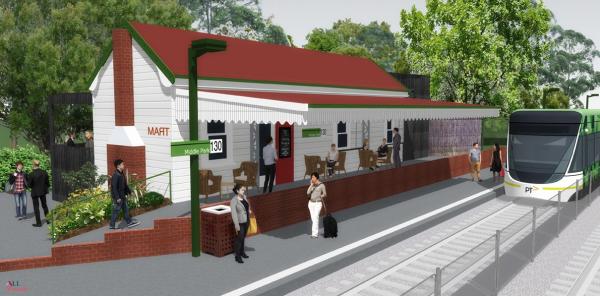 Artists impression of the new Middle Park tram stop